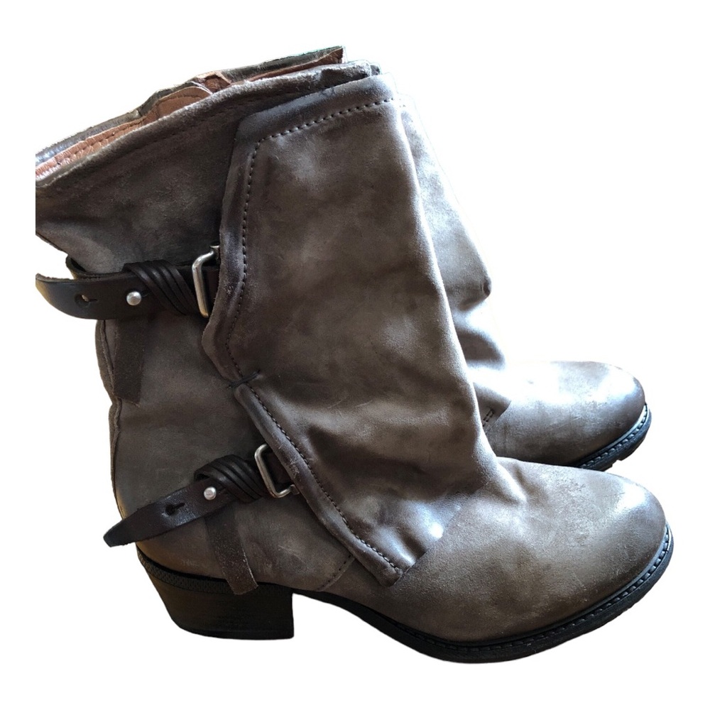 A.S.98 Chilly BOHO Moto Boot Distressed Leather Stacked Heel Size 40 EUC!!!